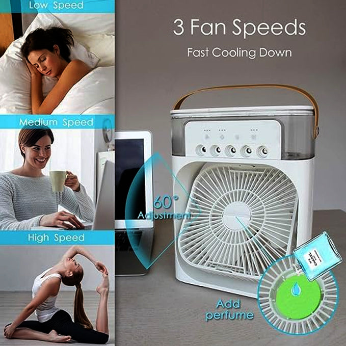 Air Cooler Fan - Small AC Quiet Personal Air Cooler, USB Powered Mini Desktop Cooling Misting Fan, 1 | 2 | 3 Timer with 3 Speeds for Office, Home, Room, Desk and Car